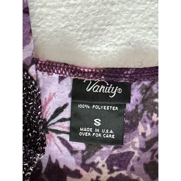 Vanity Y2K Babydoll Tank Top Women Beaded Sequins Fairy Purple Size Small Summer - Picture 5 of 8